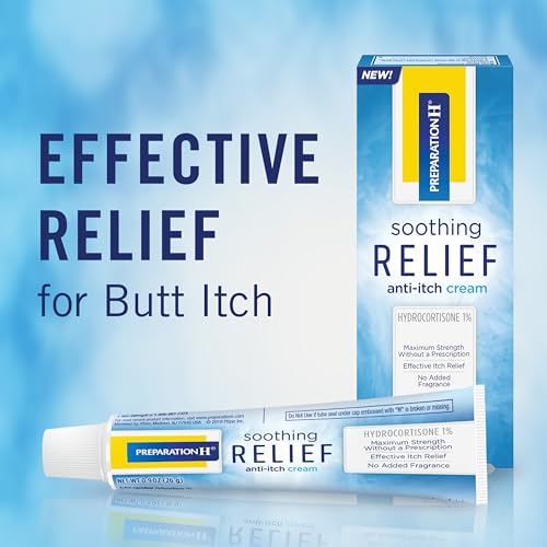Soothing Relief Preparation H Anti Itch Cream, 1% Hydrocortisone for Butt Itch Relief - 0.9 Oz Tube  
Preparation H Butt